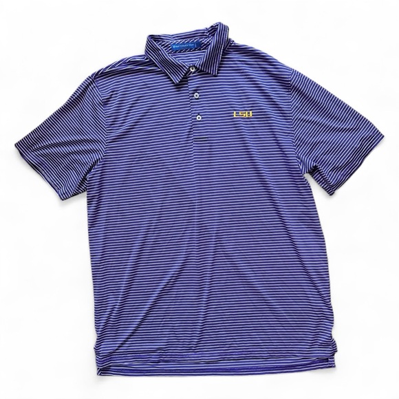 Southern Tide LSU Tigers Purple Driver Stripe Polo – Men’s XL - Picture 2 of 7